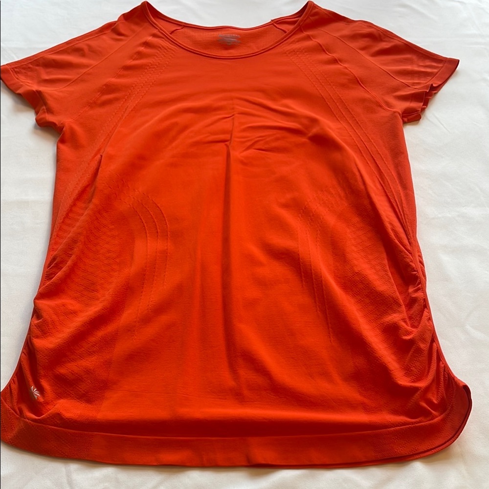 Women's Athleta Orange Run Swiftly Style Top EUC!